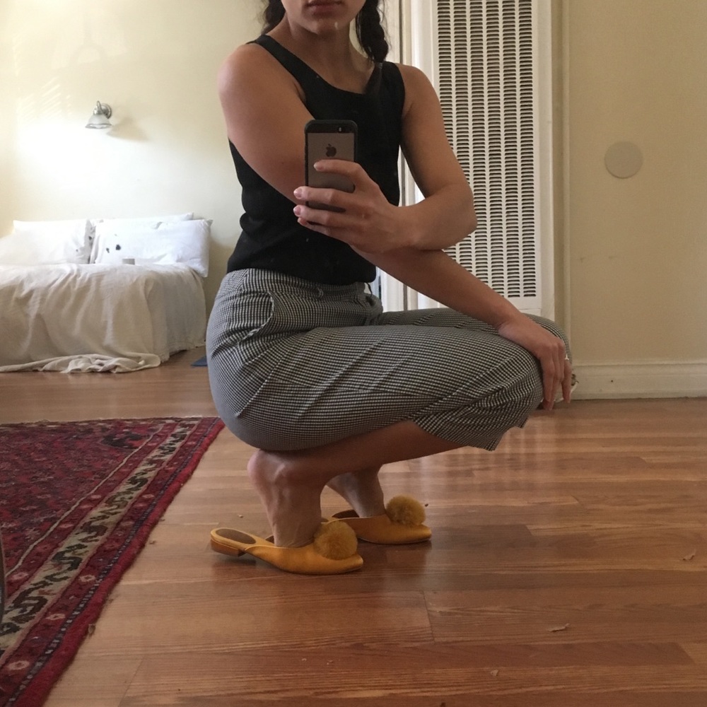 Black and White Gingham Culotte Pants 28